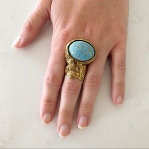 Yves Saint Laurent YSL Gold and Turquoise Ring 8